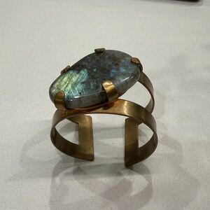Brass Cuff New Bracelet With Labradorite Stone | Boho Statement Piece